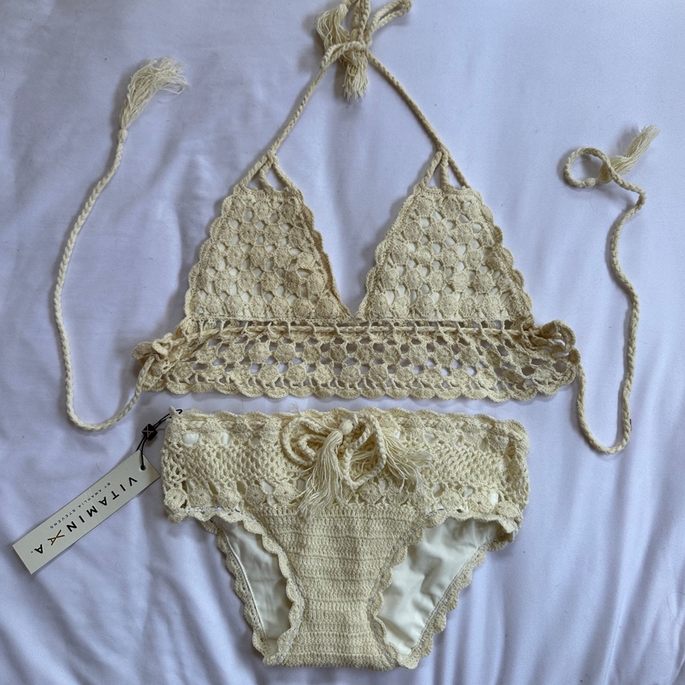 Vitamin A NIGHTBIRD Crochet Bikini Set